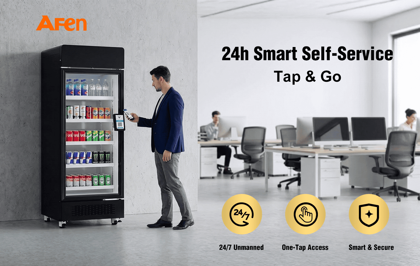 ម៉ាស៊ីនត្រជាក់ឆ្លាតវៃ AFEN 510 ផ្តល់នូវដំណោះស្រាយលក់រាយគ្មានមនុស្សបើក 24/7 សម្រាប់ការិយាល័យ និងកន្លែងហាត់ប្រាណ